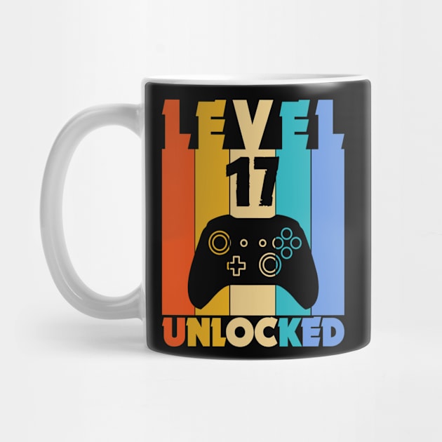 Level 17 Unlocked Funny Video Gamer Birthday Novelty T-Shirt by MekiBuzz Graphics